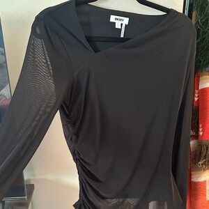 DKNY Sheer Black Blouse